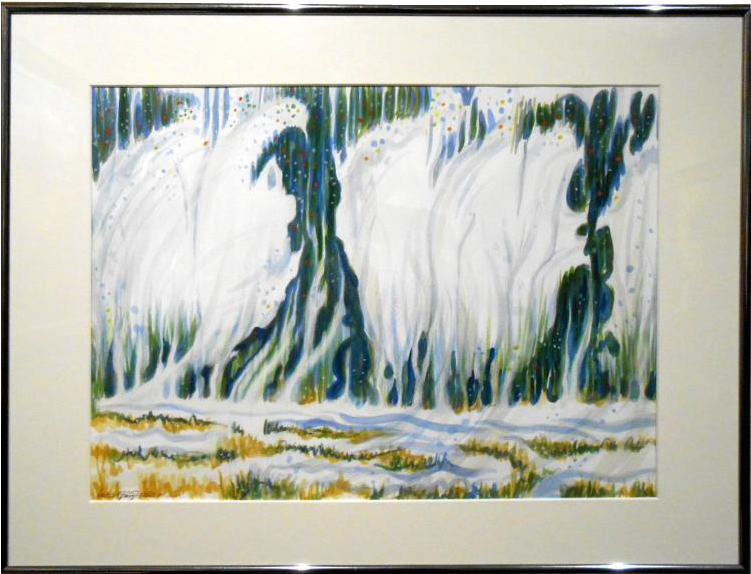 Winter Snow Watercolor Painting At Rubylane - Waterfall (750x750), Png Download