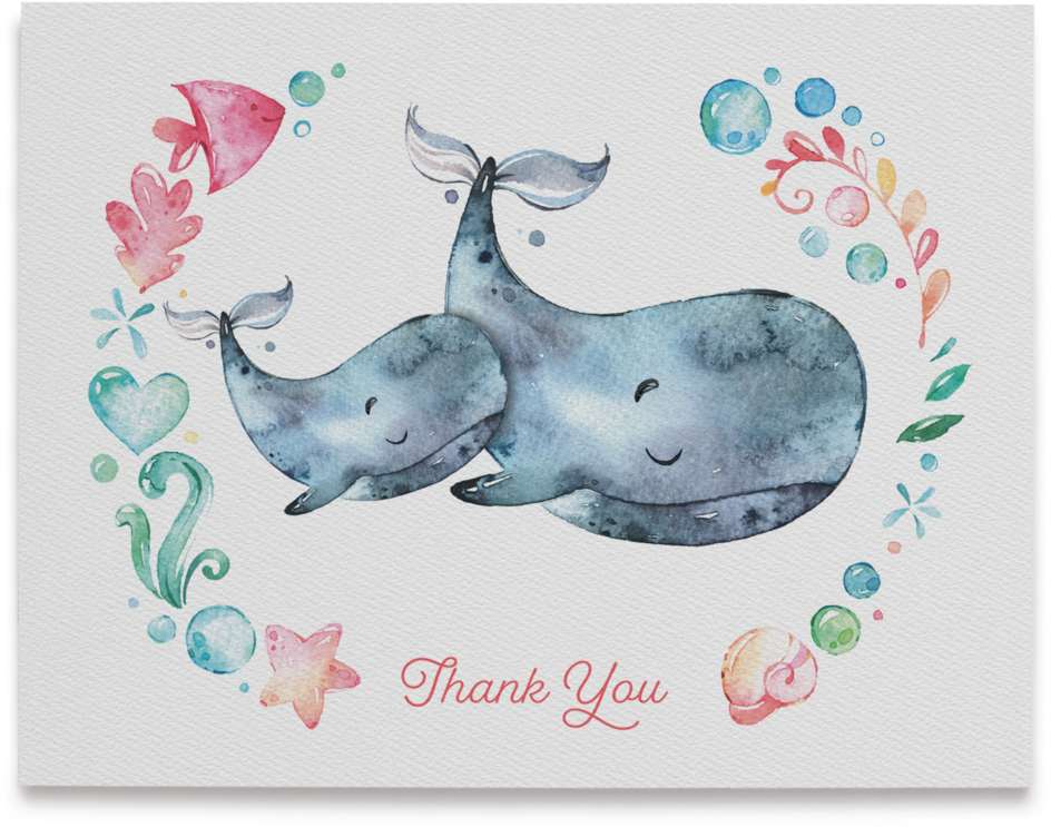 Watercolor Sea Creatures Thank You Cards - Watercolor Painting (1000x1000), Png Download