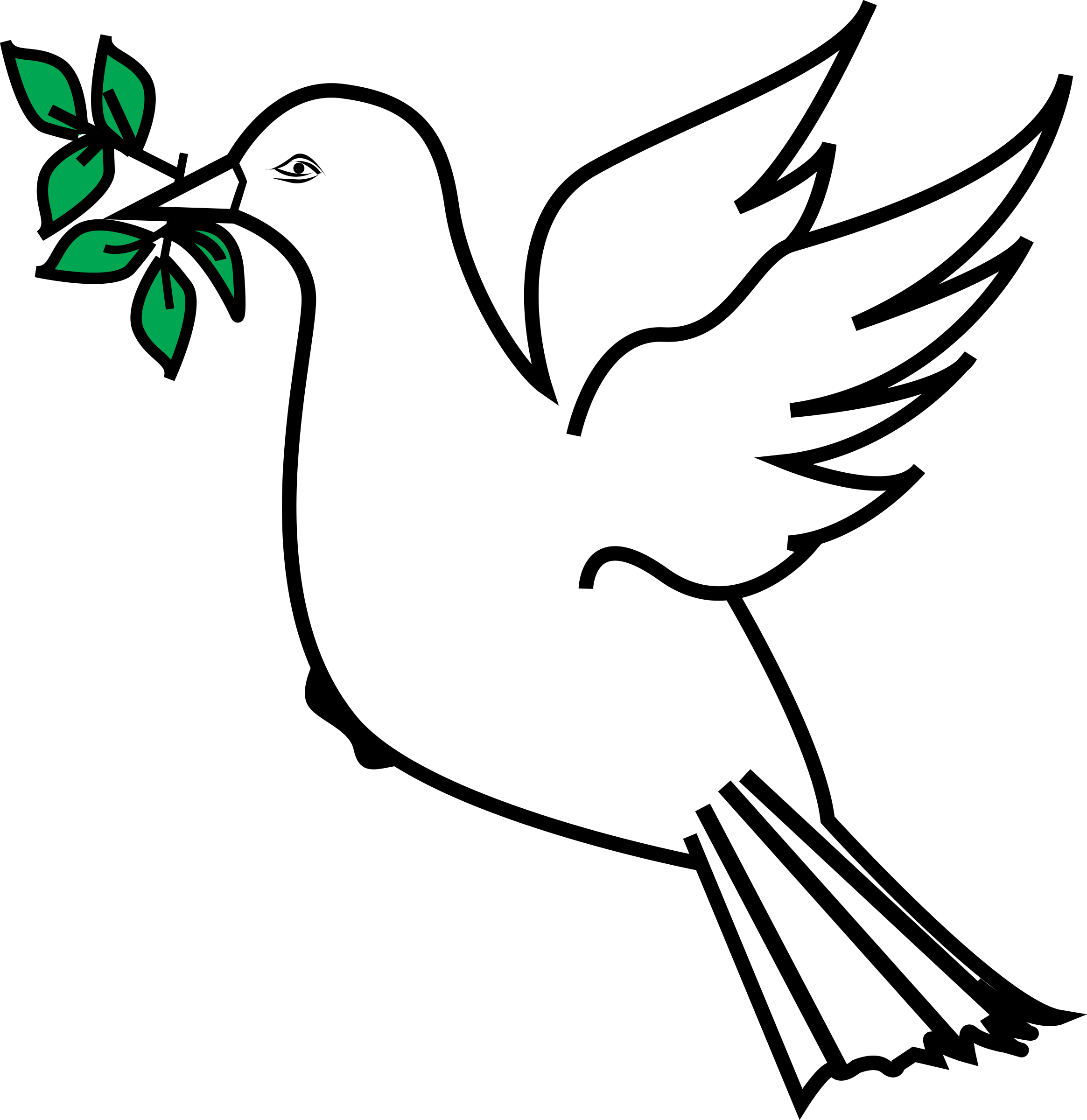Dove And Olive Branch - Dove With Olive Branch Clipart (2329x2400), Png Download