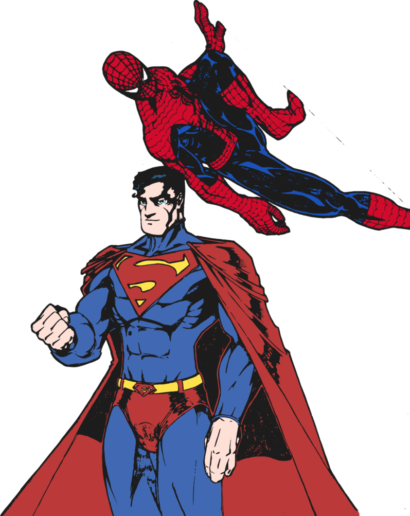 Superman And Spider - Spiderman And Superman Png (797x1003), Png Download