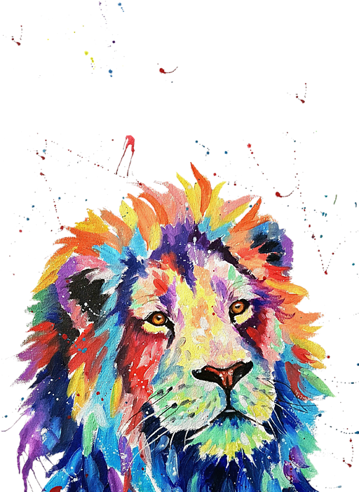 Bleed Area May Not Be Visible - Lion Watercolor Painting Png (524x700), Png Download