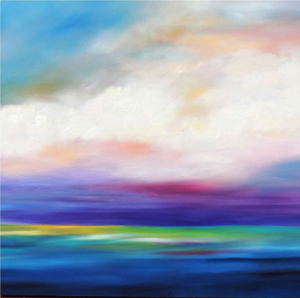 Wispof Clouds Over Water, - Painting (1860x1140), Png Download