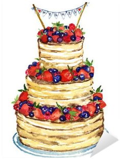 Wedding Cake With Berries, Hand Painted Watercolor - Wedding Cake (400x400), Png Download