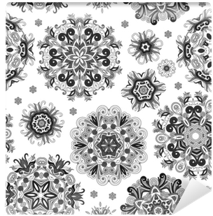 Floral Seamless Pattern With Stylized Snowflakes - Snowflake (400x400), Png Download