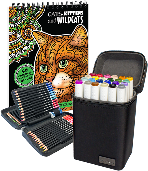 Colorit Pro Bundle - Colorit - Cats Kittens Adult Coloring Book Art Therapy (515x600), Png Download
