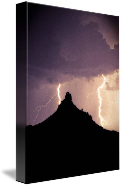 Pinnacel Peak Arizona Lightning Storm By James "bo" - Arizona (422x650), Png Download