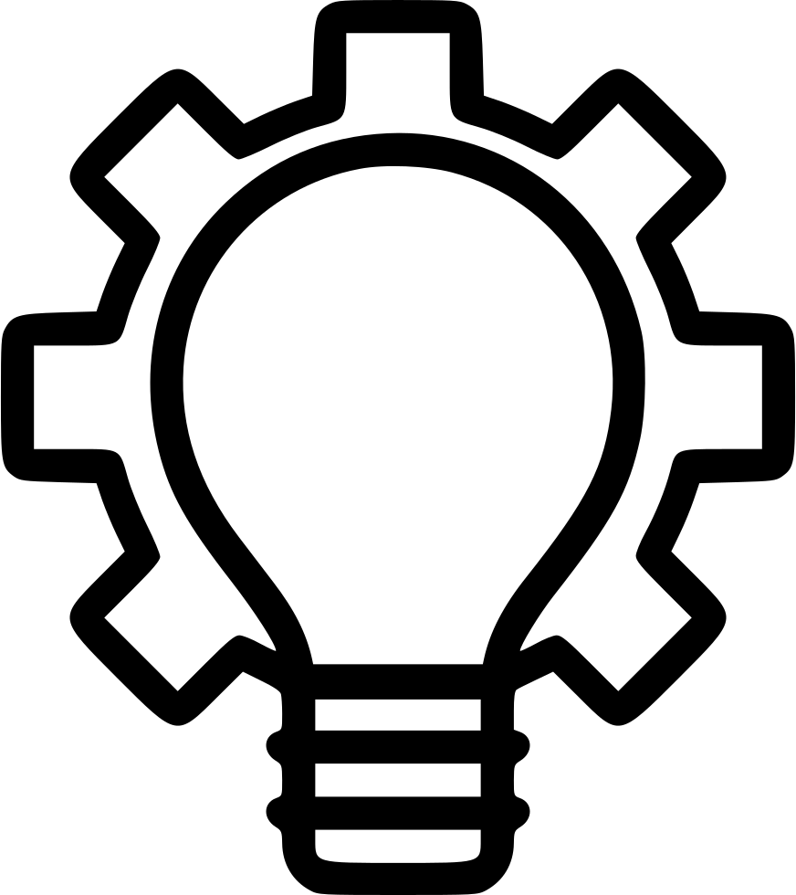 Idea Bulb Innovation Startup Light Settings Gear Comments - Bulb With Gear Icon Png (872x980), Png Download