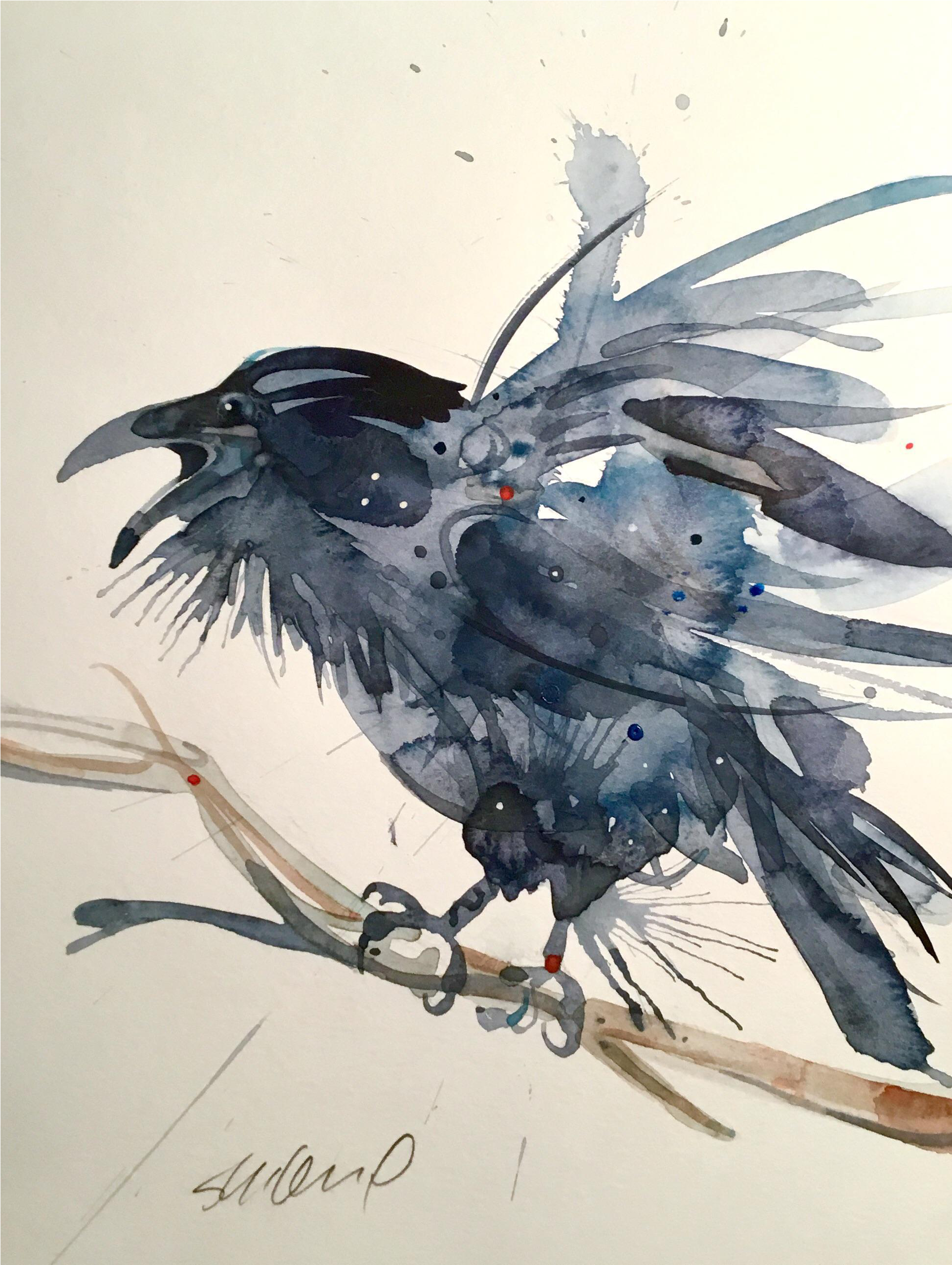 Original Raven Watercolor Painting - Watercolor Painting (2163x2873), Png Download