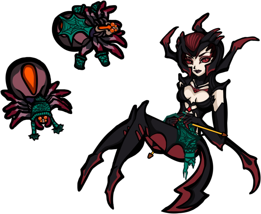 Black And White Library The Knitting Queen By Wuki - Elise The Spider Queen Chibi (1000x800), Png Download
