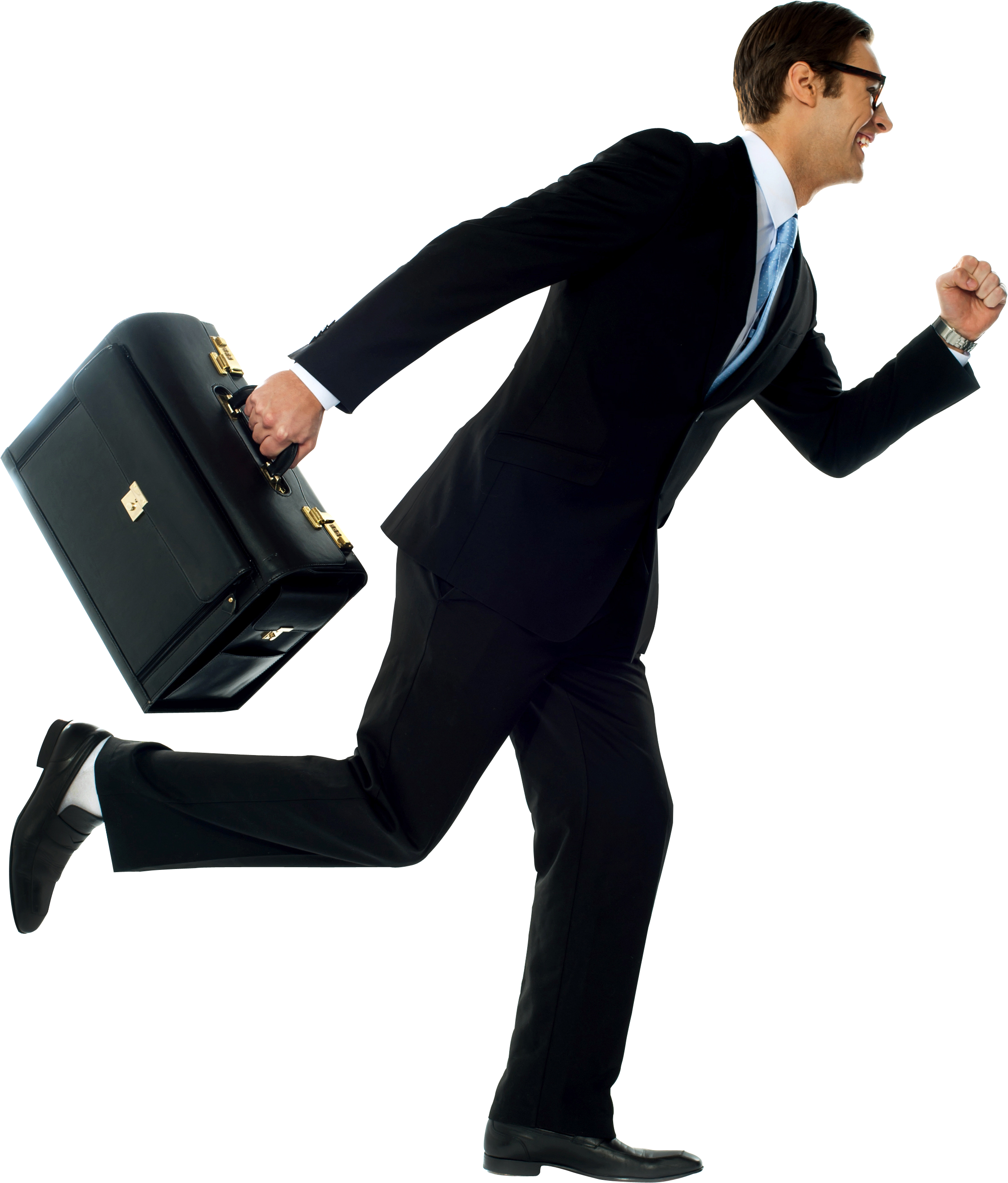 Businessman With Briefcase Png Image - Man Running With Bag (2630x3032), Png Download