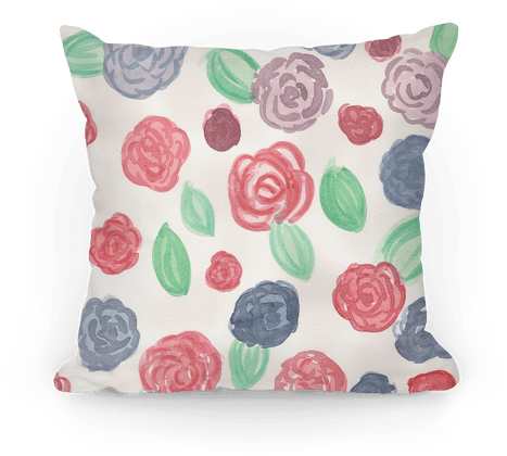 Watercolor Floral Pattern Pillow - Pillow (484x484), Png Download