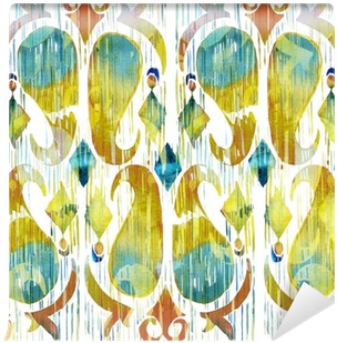 Watercolor Green Ikat Vibrant Seamless Pattern - Lyn Home & Decor Yeşil İkat Yastık (400x400), Png Download