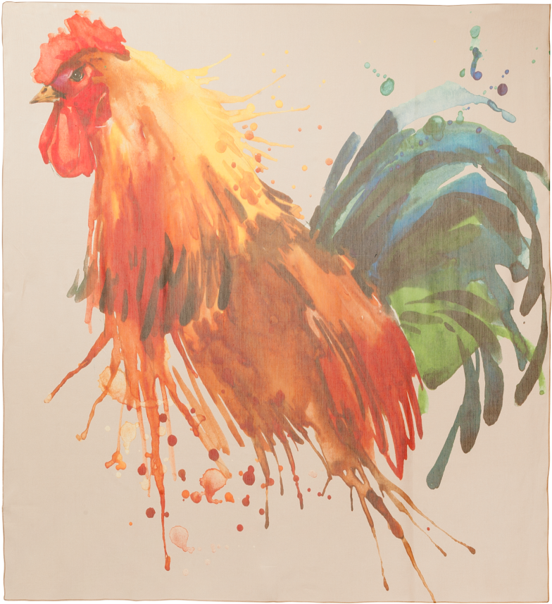 Rooster Print Scarf - Galo Aquarela (899x1177), Png Download