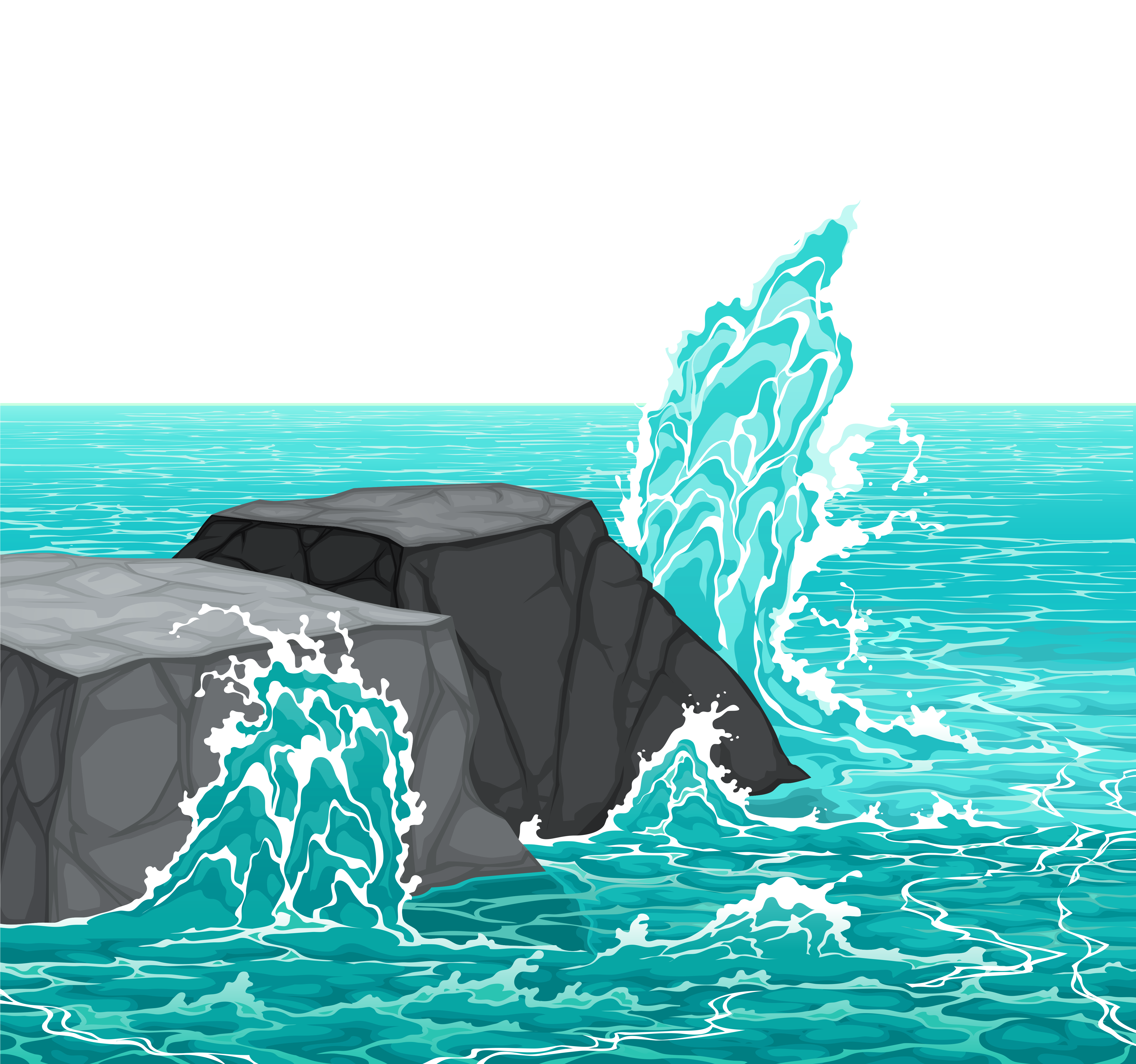 Rocks And Waves Clipart (5000x4856), Png Download