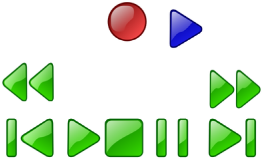 Free Vector Vcr Dvd Player Buttons Clip Art - Media Player Buttons (594x356), Png Download