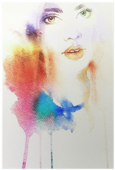 Woman Portrait - Reproduction D'art Woman Portrait .abstract Watercolor (400x400), Png Download