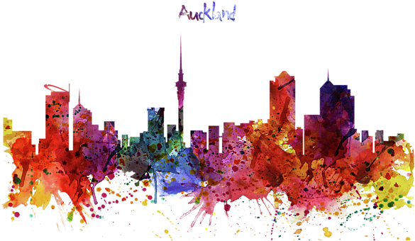 Bleed Area May Not Be Visible - Auckland Skyline Black And White (600x388), Png Download