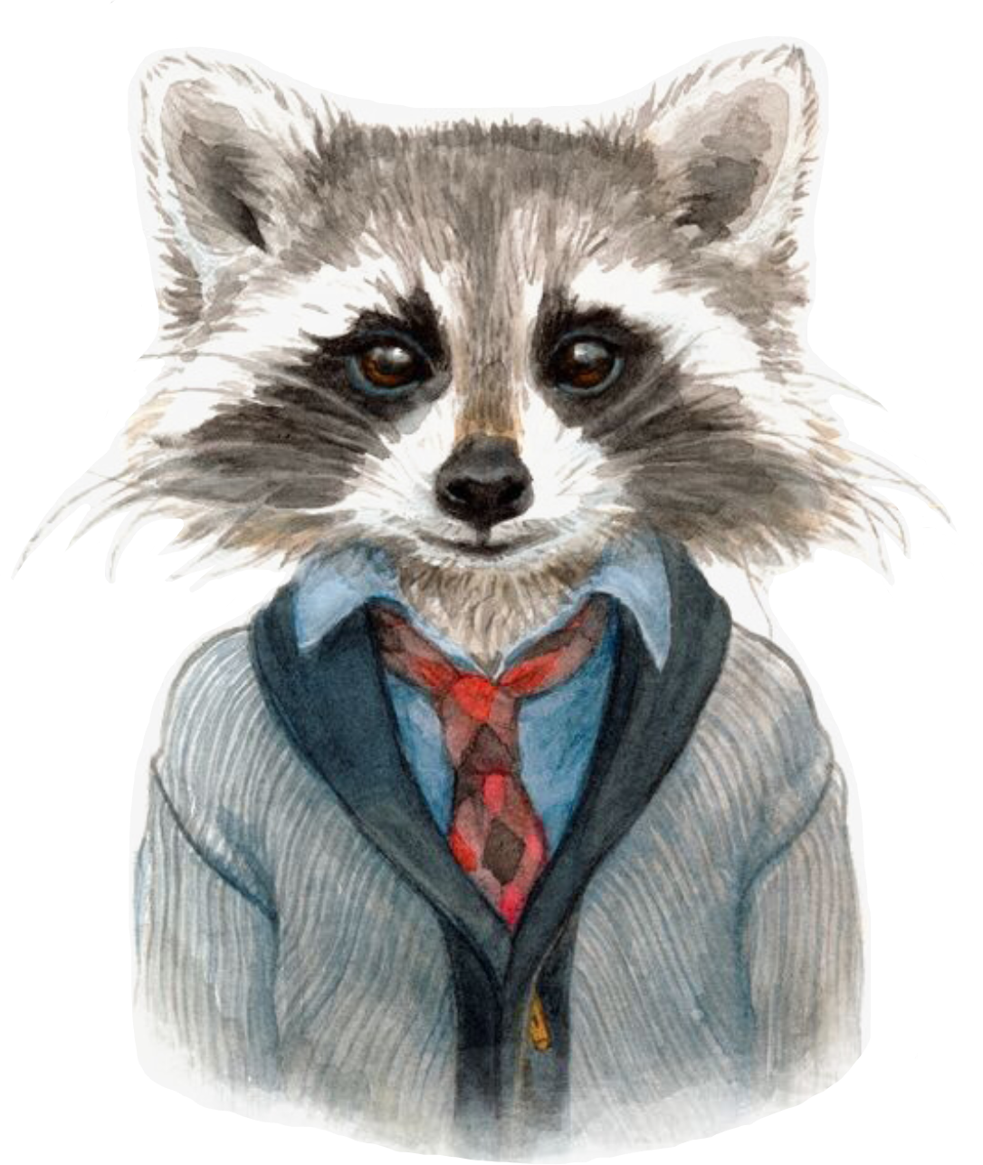 Illustration Watercolor Painting Watercolour - Raccoon Art (1086x1286), Png Download