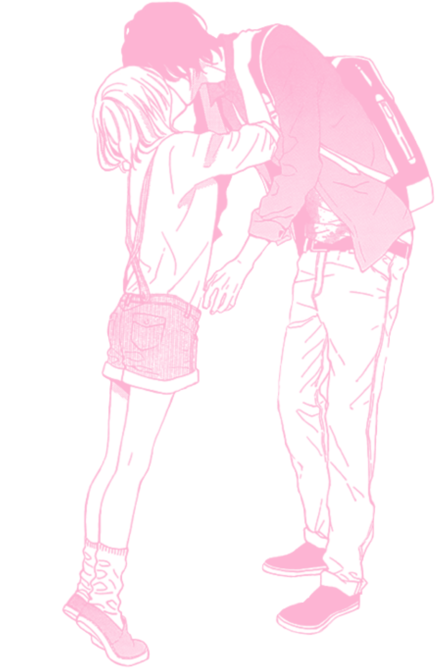 Pink Pastel Manga Anime Couple Love - Pastel Pink Anime Couple (443x683), Png Download