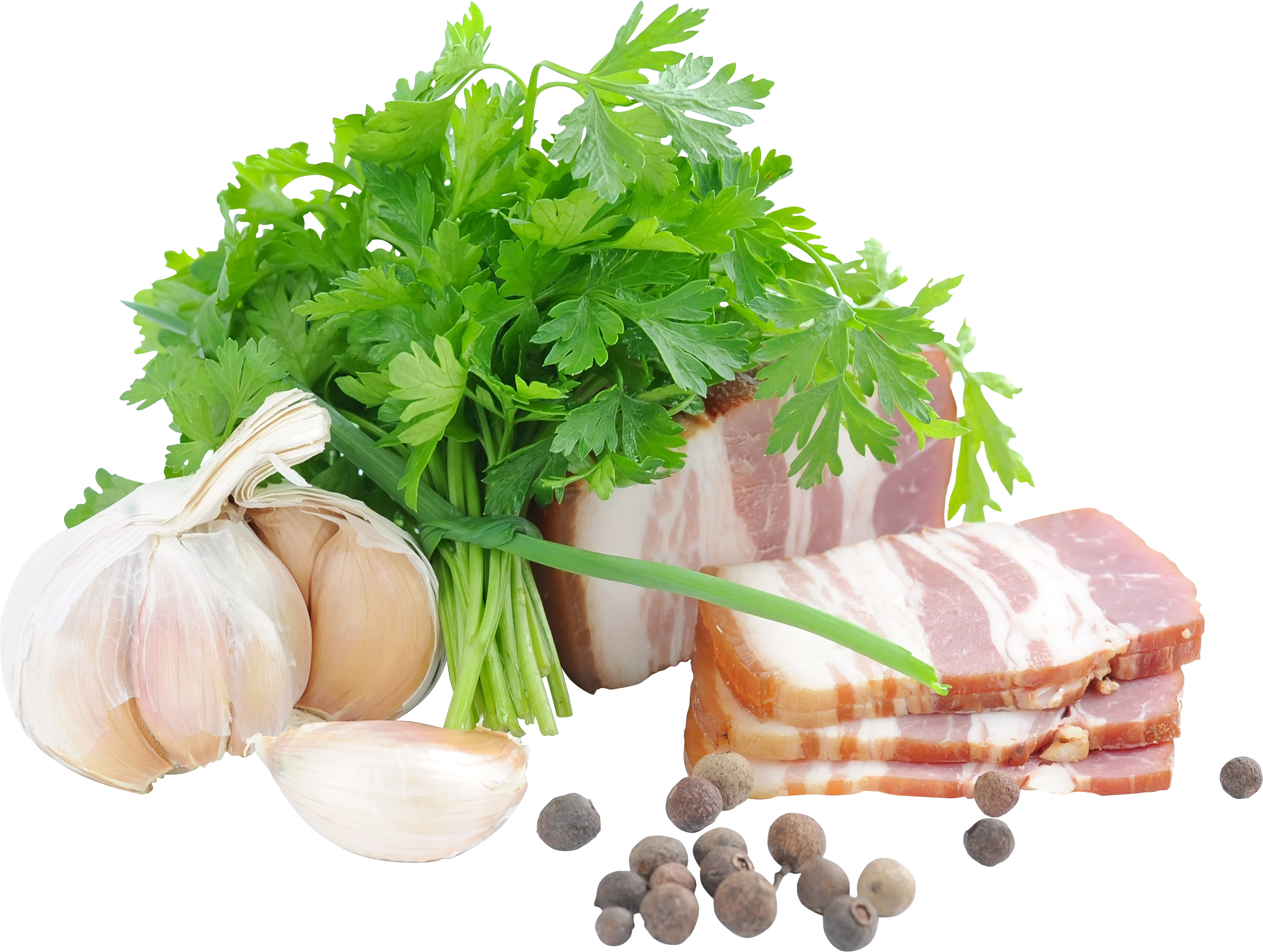 Bacon Png With Coriander Leaves - Сало С Зеленью Пнг (600x452), Png Download