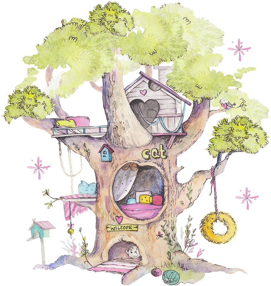 Drawing Watercolors Fairy - House (953x1338), Png Download