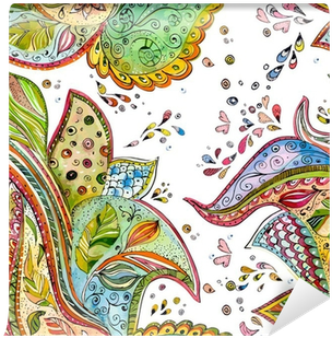 Seamless Texture With Magic Pattern - Ambesonne Paisley Leaves Flowers Hearts Shower Curtain (400x400), Png Download