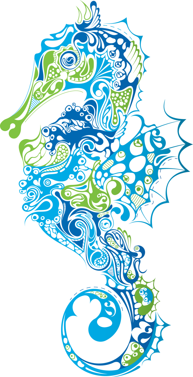 Seafood Clipart Watercolor - Blue Seahorse Clipart (655x1280), Png Download
