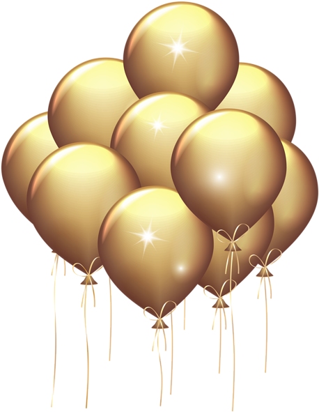 Gold Balloons Transparent Clip Art Image - Gold Balloons Transparent Background (464x600), Png Download