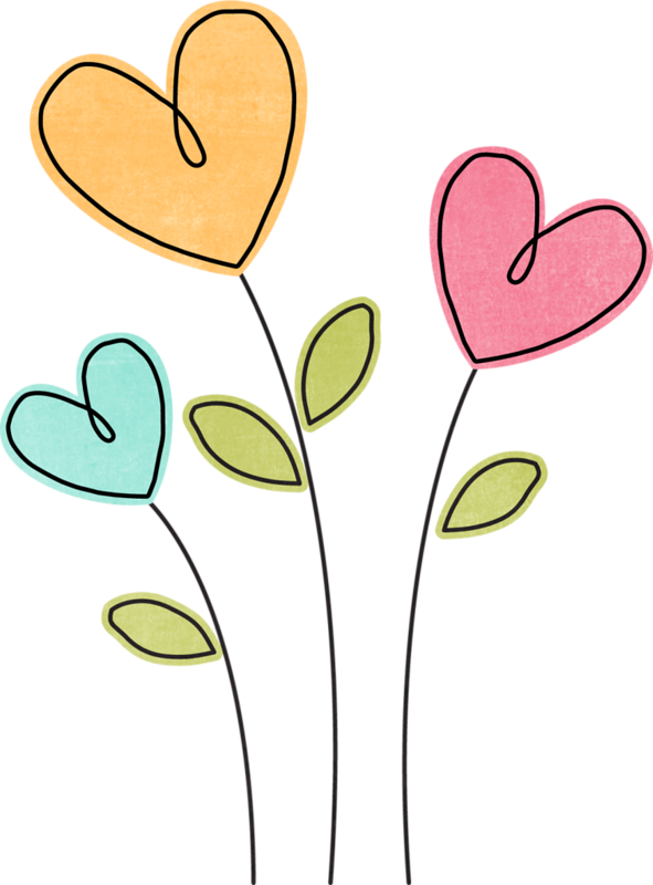 Cake Clipart, Heart Clip Art, Flower Clipart, Easy - Flowers And Hearts Clipart (591x800), Png Download