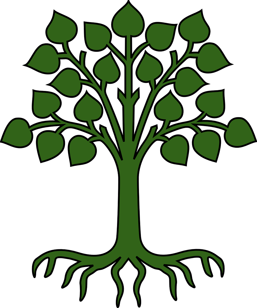 How To Set Use Green Tree With Roots Clipart (498x597), Png Download