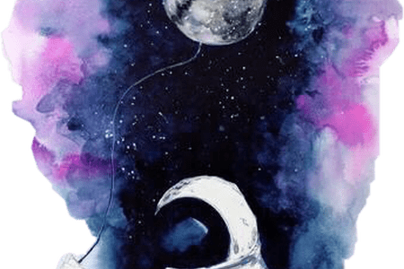 Collection Of Free Drawing Spaces Galaxy Download On - Watercolor Astronaut (450x300), Png Download