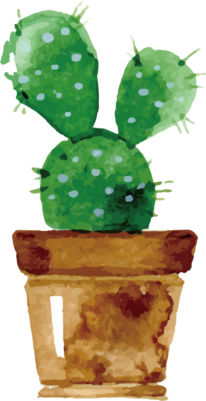 Cactaceae Watercolor Painting Drawing Succulent Plant - Cute Cactus Drawing Watercolor (1500x1500), Png Download