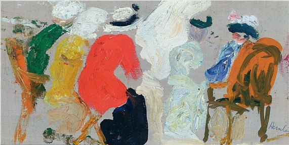 Painting Of Figures In A Conversation - Painting (1000x350), Png Download