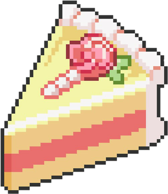 Food Pixel Cake Png Tumblr Pastel Pink Yellow Rose - Pixel Cake Png (720x827), Png Download