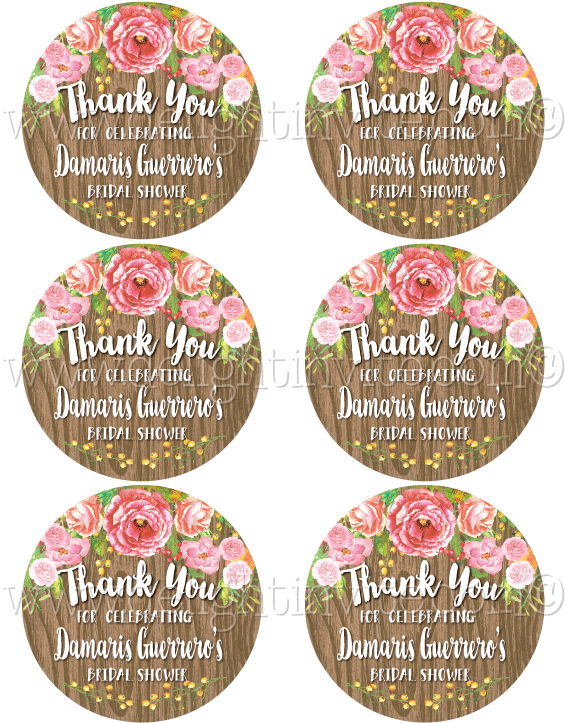 Rustic Floral Watercolor Bridal Shower Sticker Tags - Zinnia (614x794), Png Download