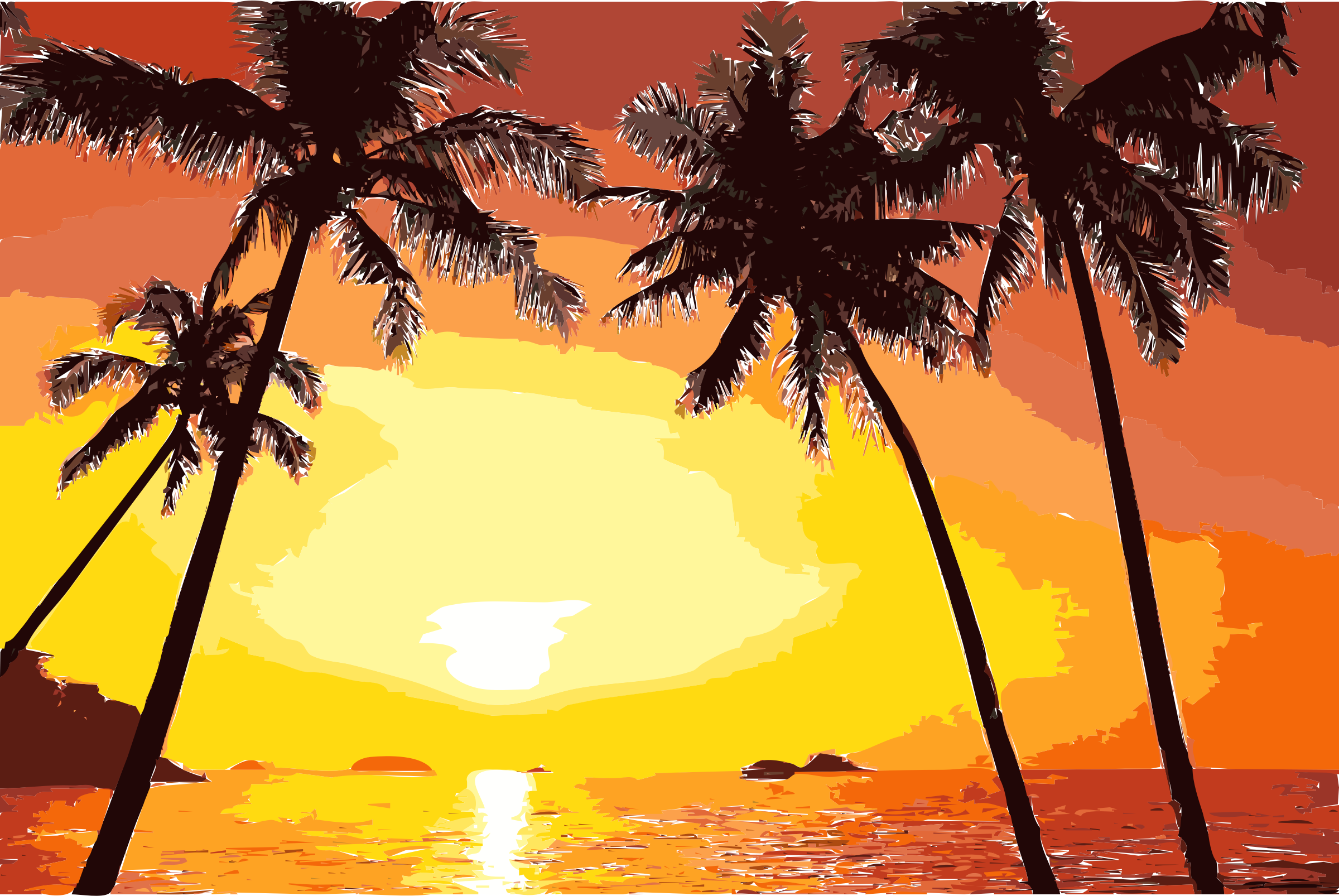This Free Icons Png Design Of Tropical Sunset (2400x1606), Png Download