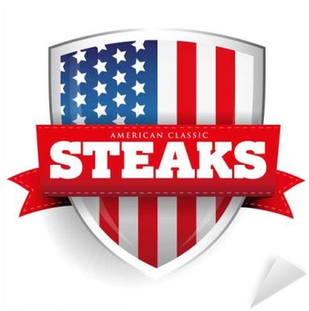 Steaks Vintage Shield With Usa Flag Sticker • Pixers® - Bbq Usa Logo (400x400), Png Download