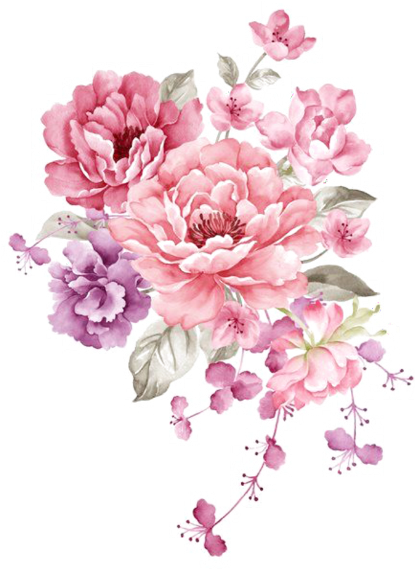 Ftestickers Watercolor Flowers Bouquet Pink - Watercolor Flower Bouquet (1024x1024), Png Download