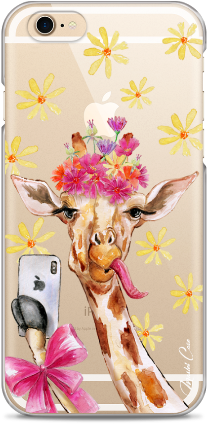 Coque Iphone 6/6s Watercolor Floral Giraffe - Mobile Phone Case (1230x900), Png Download