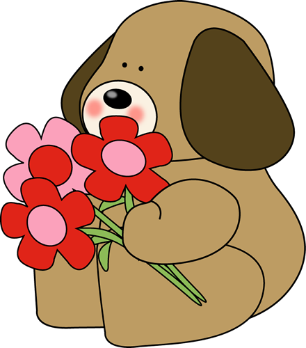 Dog Clipart Flower - Valentine's Day Flowers Clip Art (440x500), Png Download