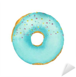 Watercolor Donut With Blue Frosting Isolated On White - Circle (400x400), Png Download