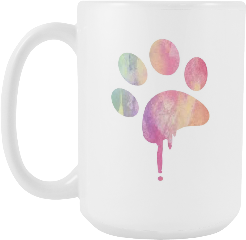 Fresh Watercolor Paw Print Coffee Mug 15 Oz - Watercolor Paw Png (1024x1024), Png Download