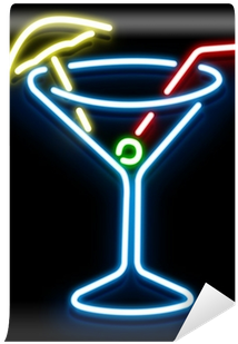 Neon Cocktail Glass Wall Mural - Bar (400x400), Png Download