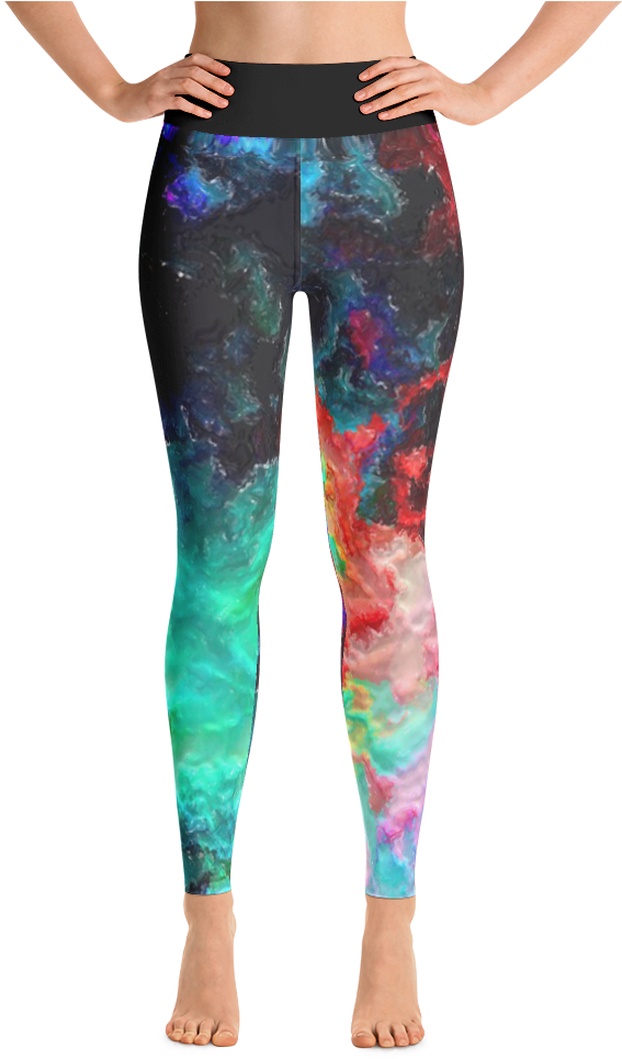 Watercolor Abstract All Over Print Yoga Leggings - Blaue Wolf Yoga Leggings (600x600), Png Download
