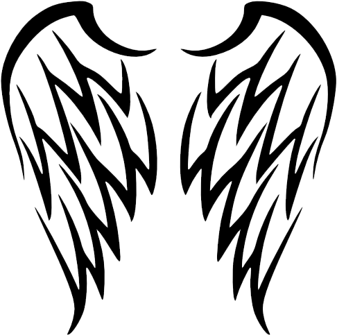 Wings Tattoos Free Download Png - Tribal Angel Wings Tattoo (500x502), Png Download