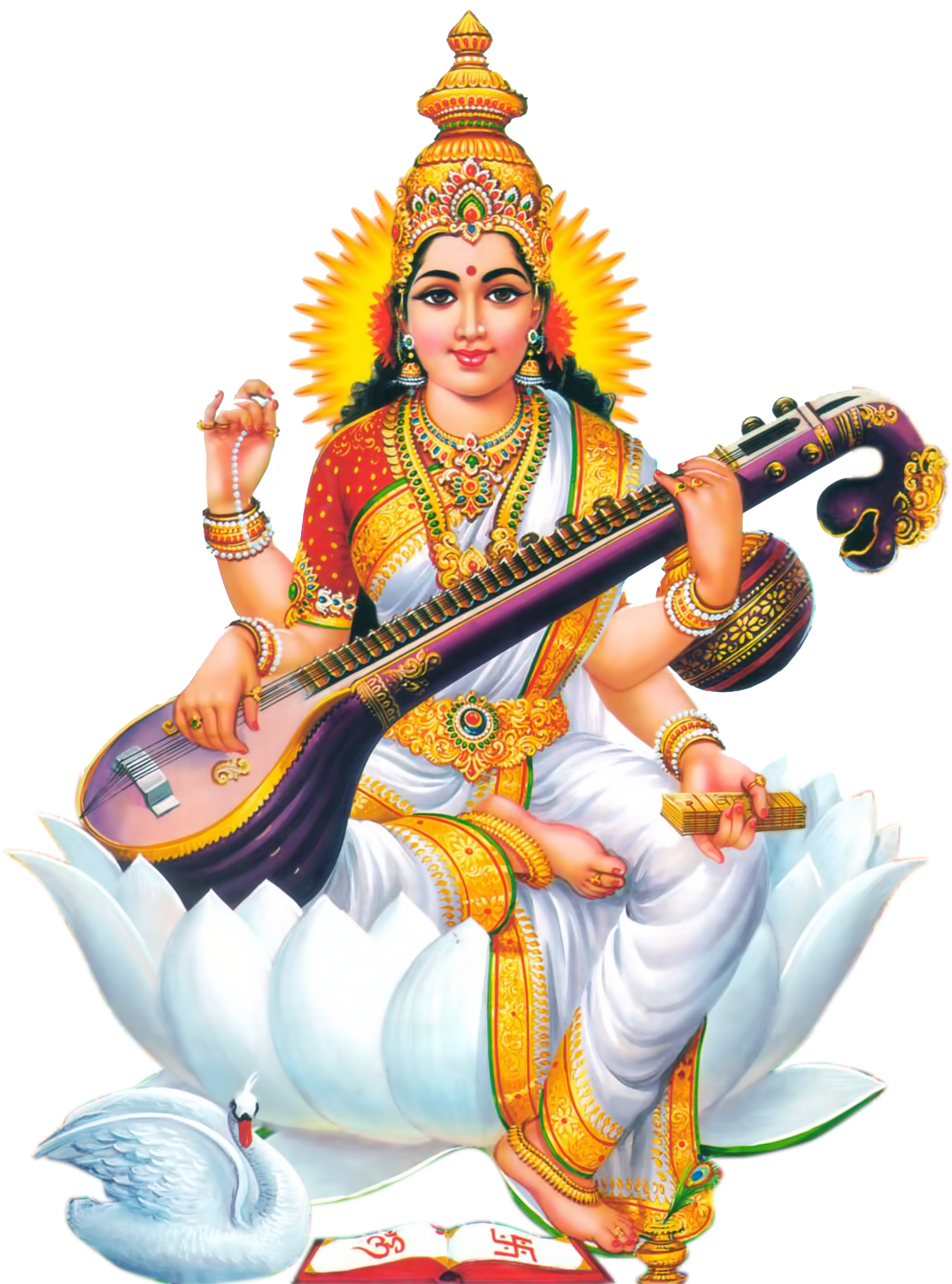 God Saraswati Png Images Free Download - Saraswati Image Hd Png (1208x1600), Png Download