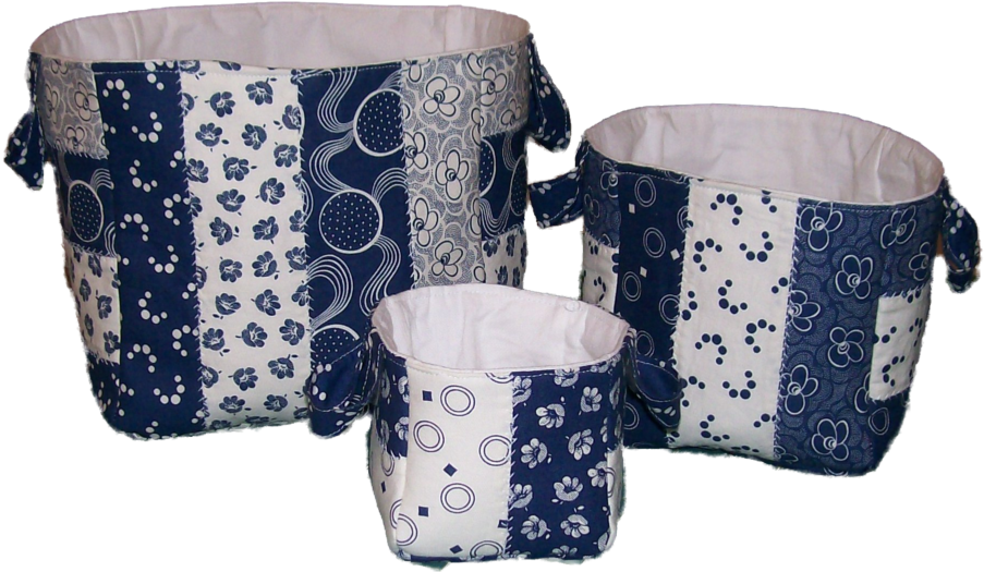 Striped Fabric Box Trio Pattern - Bonnet Navy Blue Flower On White (1024x615), Png Download