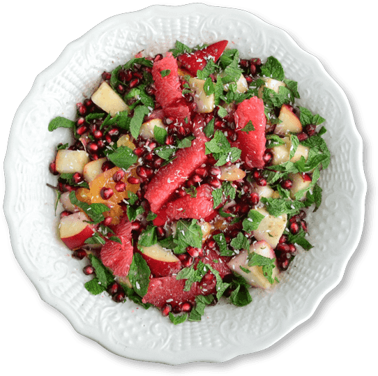 Cardamom Citrus Fruit Salad With Pomegranate - Fattoush (554x800), Png Download