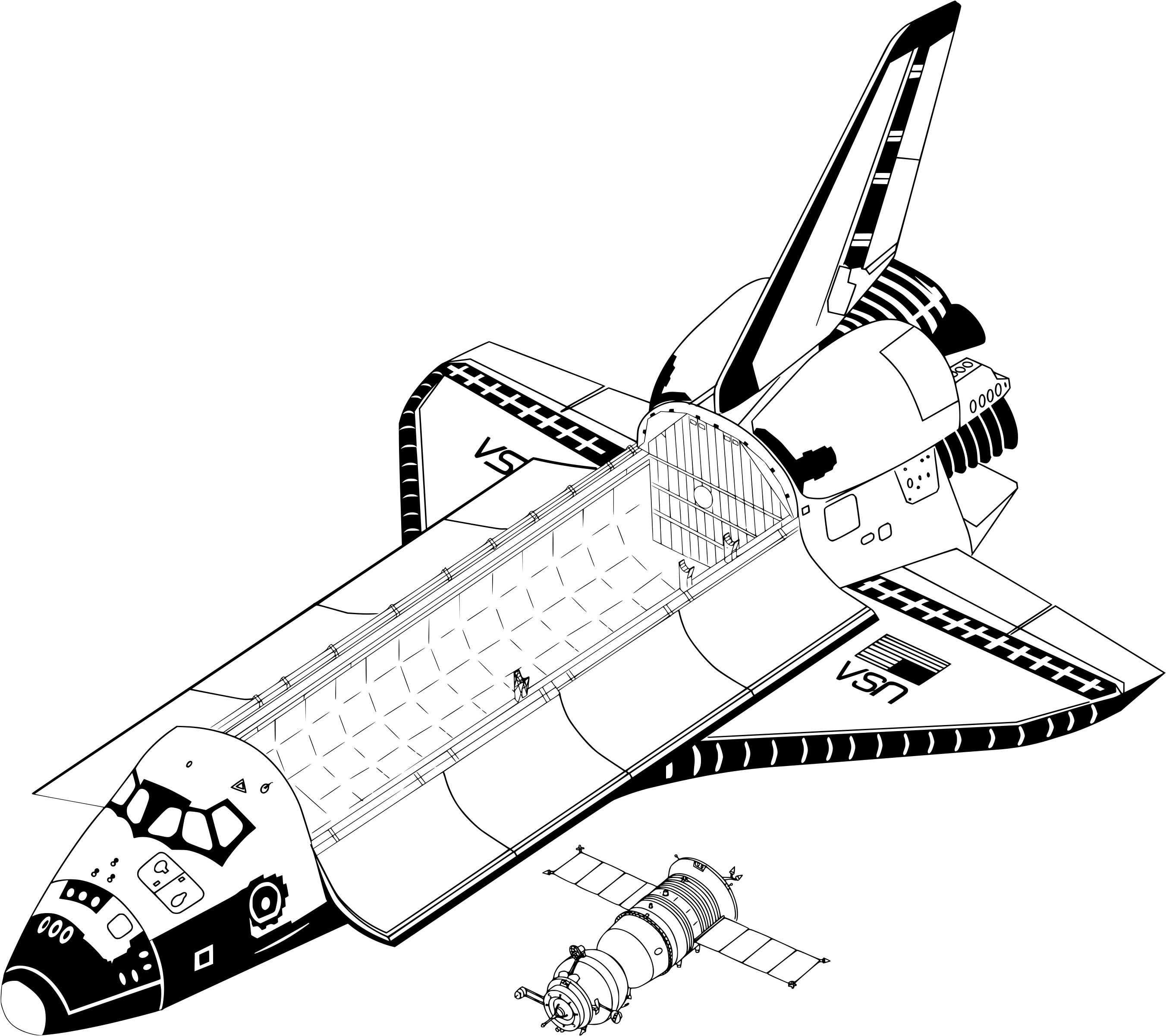 Drawing Area Space Shuttle - Soyuz Space Shuttle Size Comparison (2783x2459), Png Download