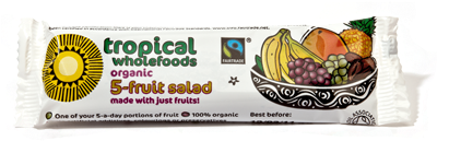 5 Fruit Salad Bar - Tropical Wholefoods - Organic 5 Fruit Salad F/t Bar (410x410), Png Download